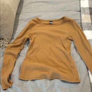 Old Navy Women's Brown Ribbed Long Sleeve Top